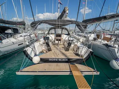 Cockpit of More Black, a More 40 sailboat at Kaštela, Croatia