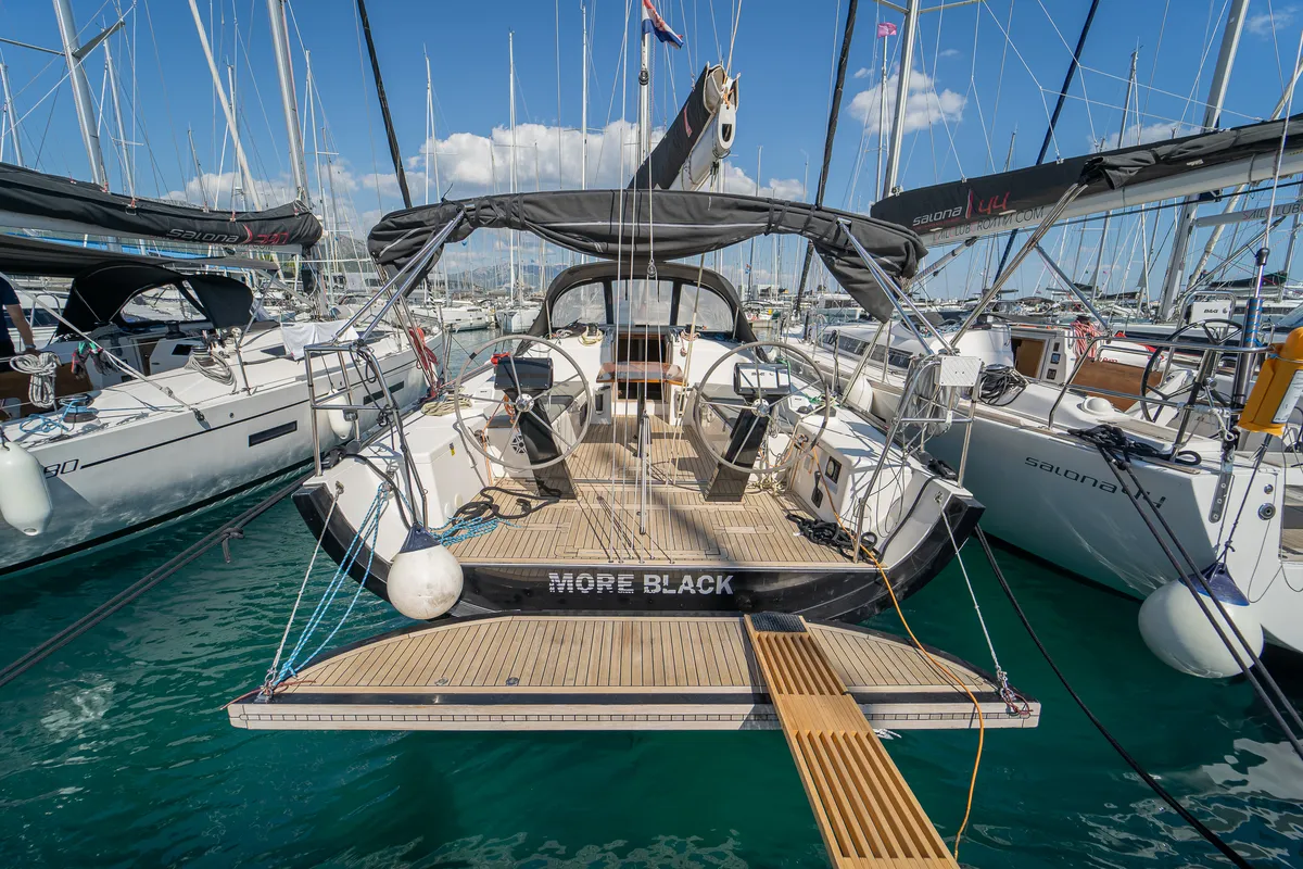 Cockpit of More Black, a More 40 sailboat at Kaštela, Croatia