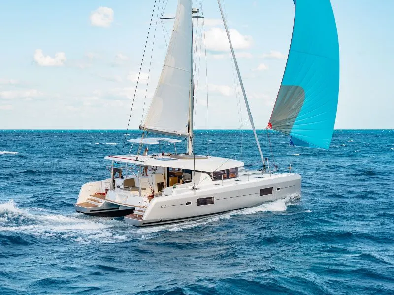Exterior view of Poseidon, a Lagoon 42 catamaran at Primošten, Croatia