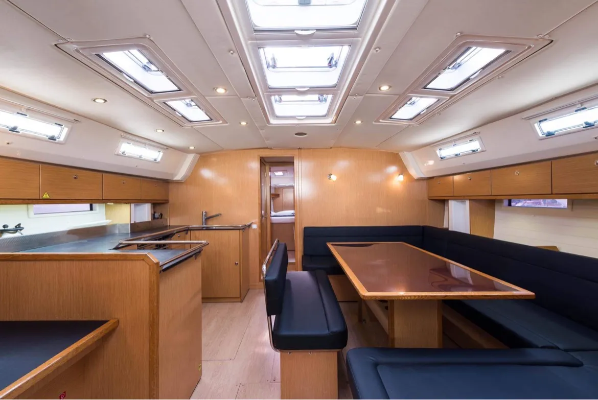 Salon of Altair, a Bavaria Cruiser 50 sailboat at Sami, Greece