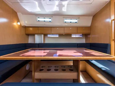 Salon of Altair, a Bavaria Cruiser 50 sailboat at Sami, Greece