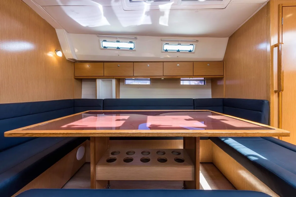 Salon of Altair, a Bavaria Cruiser 50 sailboat at Sami, Greece