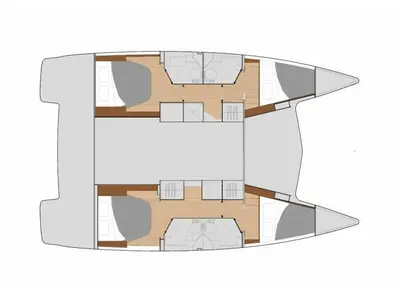 Floor plan of E.S. II, a Fountaine Pajot Lucia 40 catamaran at Municipal Unit of Lefkada, Greece