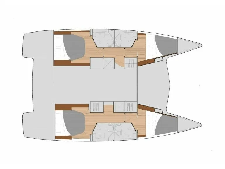 Floor plan of E.S. II, a Fountaine Pajot Lucia 40 catamaran at Municipal Unit of Lefkada, Greece