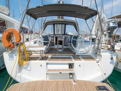 Cockpit of Lux, a Beneteau Oceanis 41.1 sailboat at Municipal Unit of Lefkada, Greece