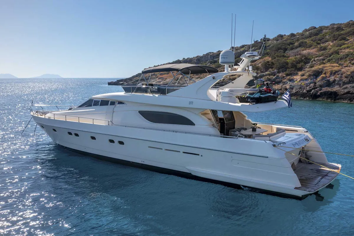 Exterior view of My Way, a Ferretti 72 motor yacht at Athens, Greece