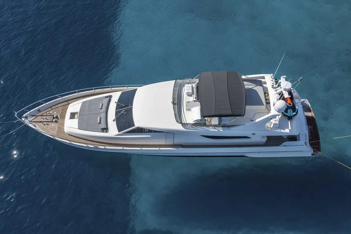 Exterior view of My Way, a Ferretti 72 motor yacht at Athens, Greece