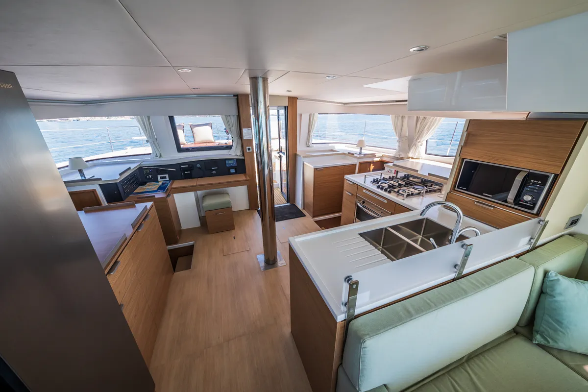 Galley of Manul, a Bali 4.8 catamaran at Grad Kaštela, Croatia