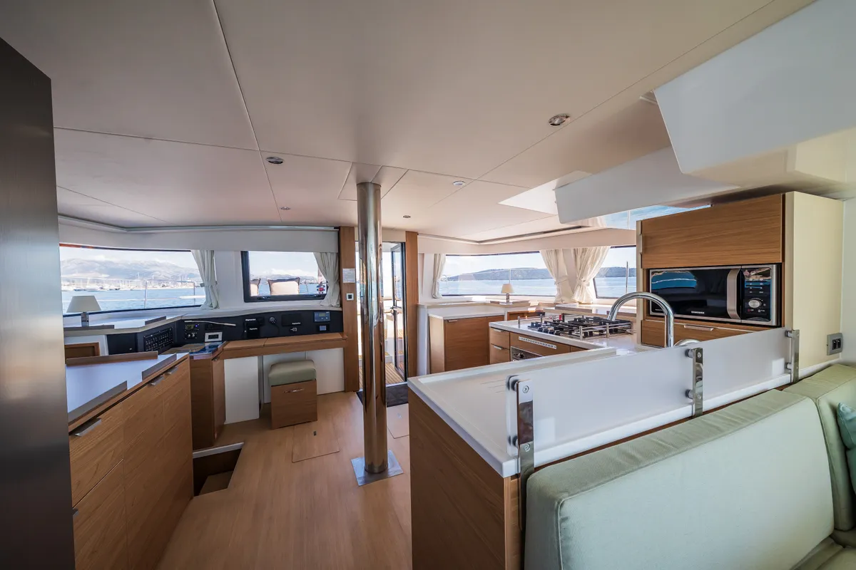 Galley of Manul, a Bali 4.8 catamaran at Grad Kaštela, Croatia