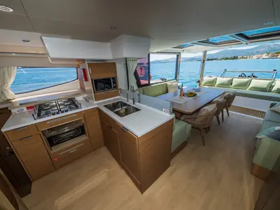 Galley of Manul, a Bali 4.8 catamaran at Grad Kaštela, Croatia