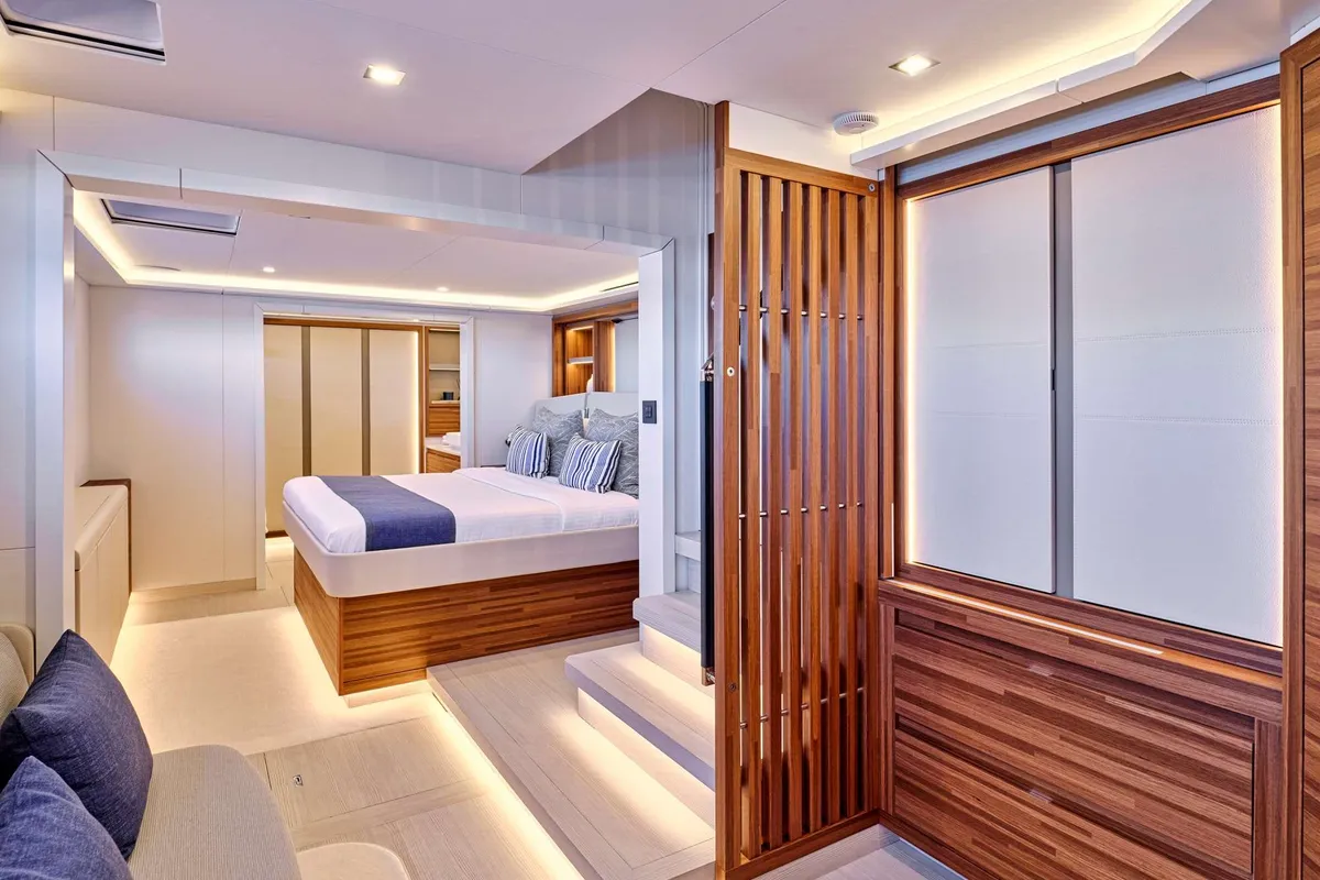 Ad Astra, a Fountaine Pajot Thira 80 catamaran at Piraeus, Greece