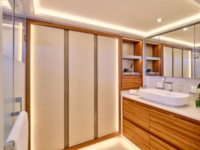 Ad Astra, a Fountaine Pajot Thira 80 catamaran at Piraeus, Greece