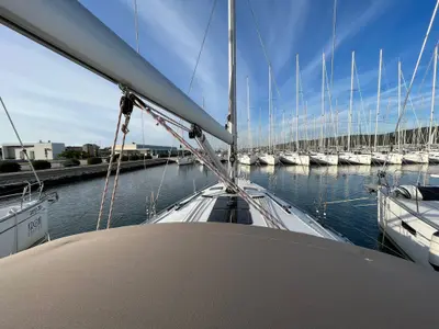Deck of Tonka, a Bavaria Cruiser 41 sailboat at Općina Sukošan, Croatia