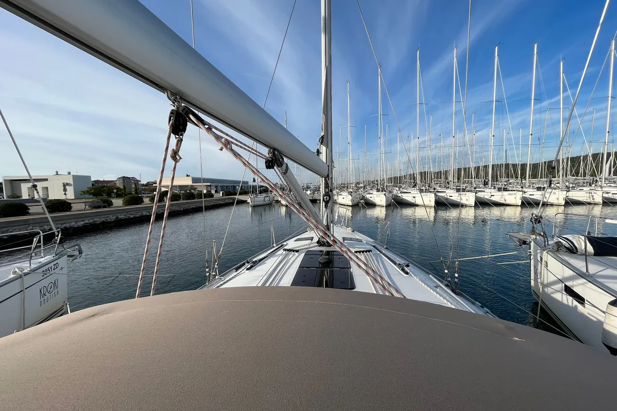Deck of Tonka, a Bavaria Cruiser 41 sailboat at Općina Sukošan, Croatia