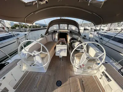 Cockpit of Tonka, a Bavaria Cruiser 41 sailboat at Općina Sukošan, Croatia