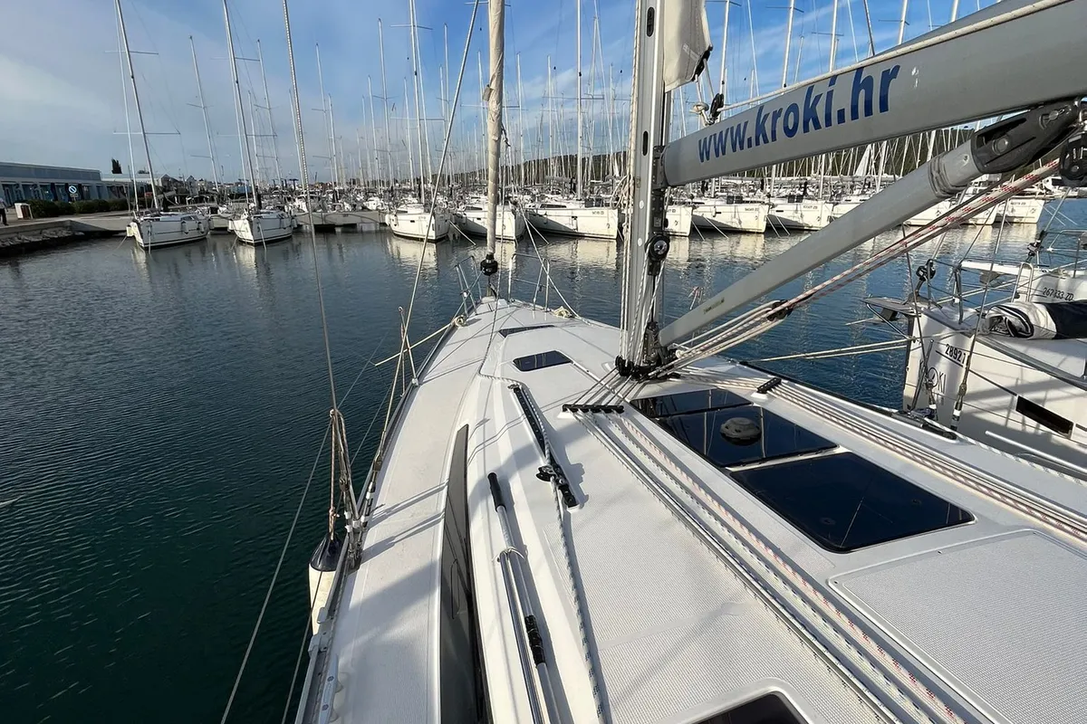 Exterior view of Tonka, a Bavaria Cruiser 41 sailboat at Općina Sukošan, Croatia