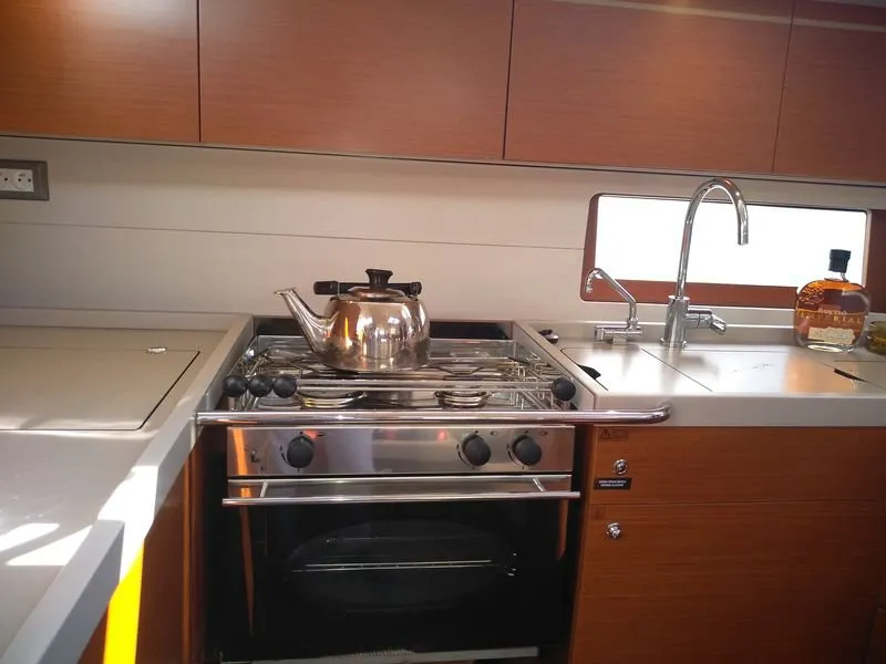 Galley of Famiglia, a Beneteau Oceanis 51.1 sailboat at Athens, Greece