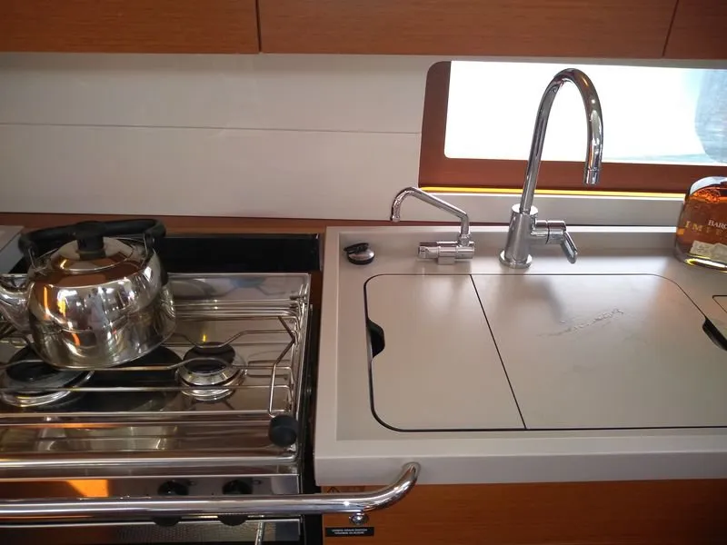 Galley of Famiglia, a Beneteau Oceanis 51.1 sailboat at Athens, Greece