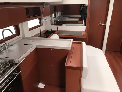 Galley of Famiglia, a Beneteau Oceanis 51.1 sailboat at Athens, Greece