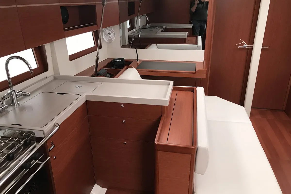 Galley of Famiglia, a Beneteau Oceanis 51.1 sailboat at Athens, Greece
