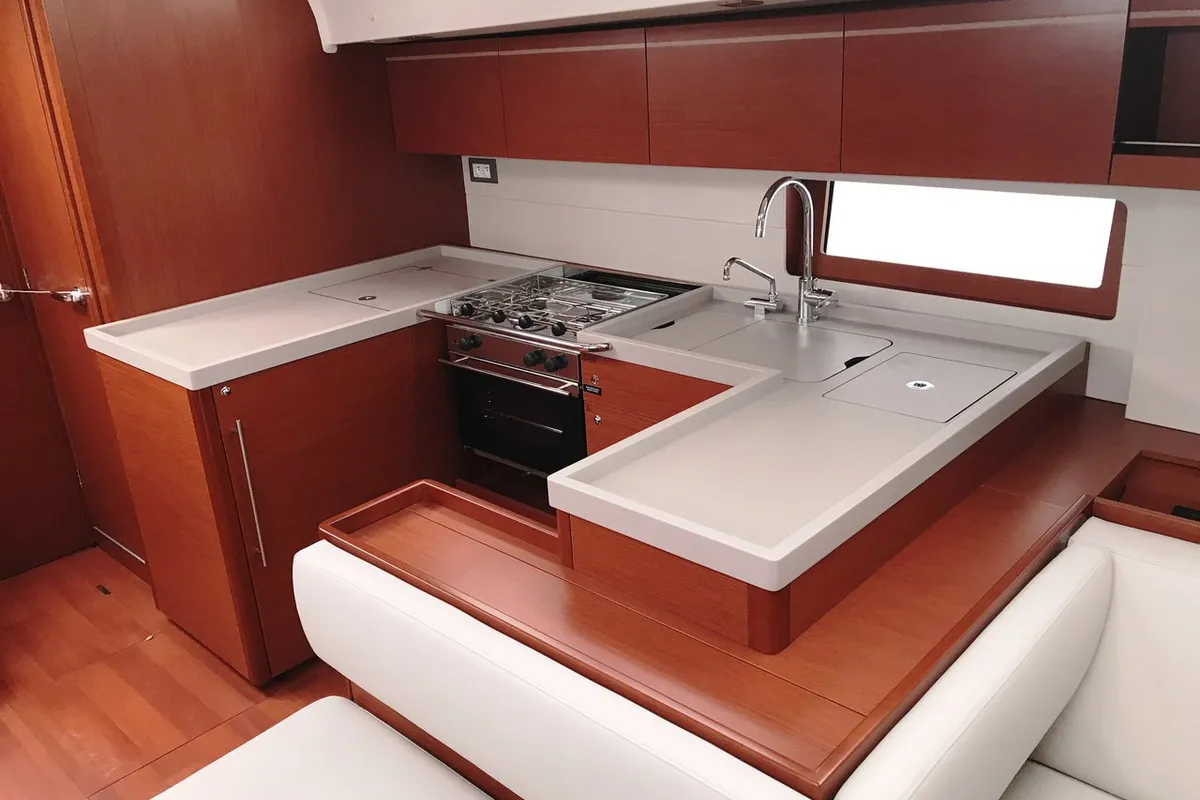 Galley of Famiglia, a Beneteau Oceanis 51.1 sailboat at Athens, Greece