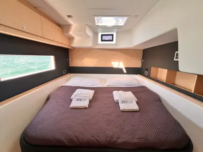 Cabin on Futura, a Dufour Catamaran 48 catamaran at Cecina, Italy
