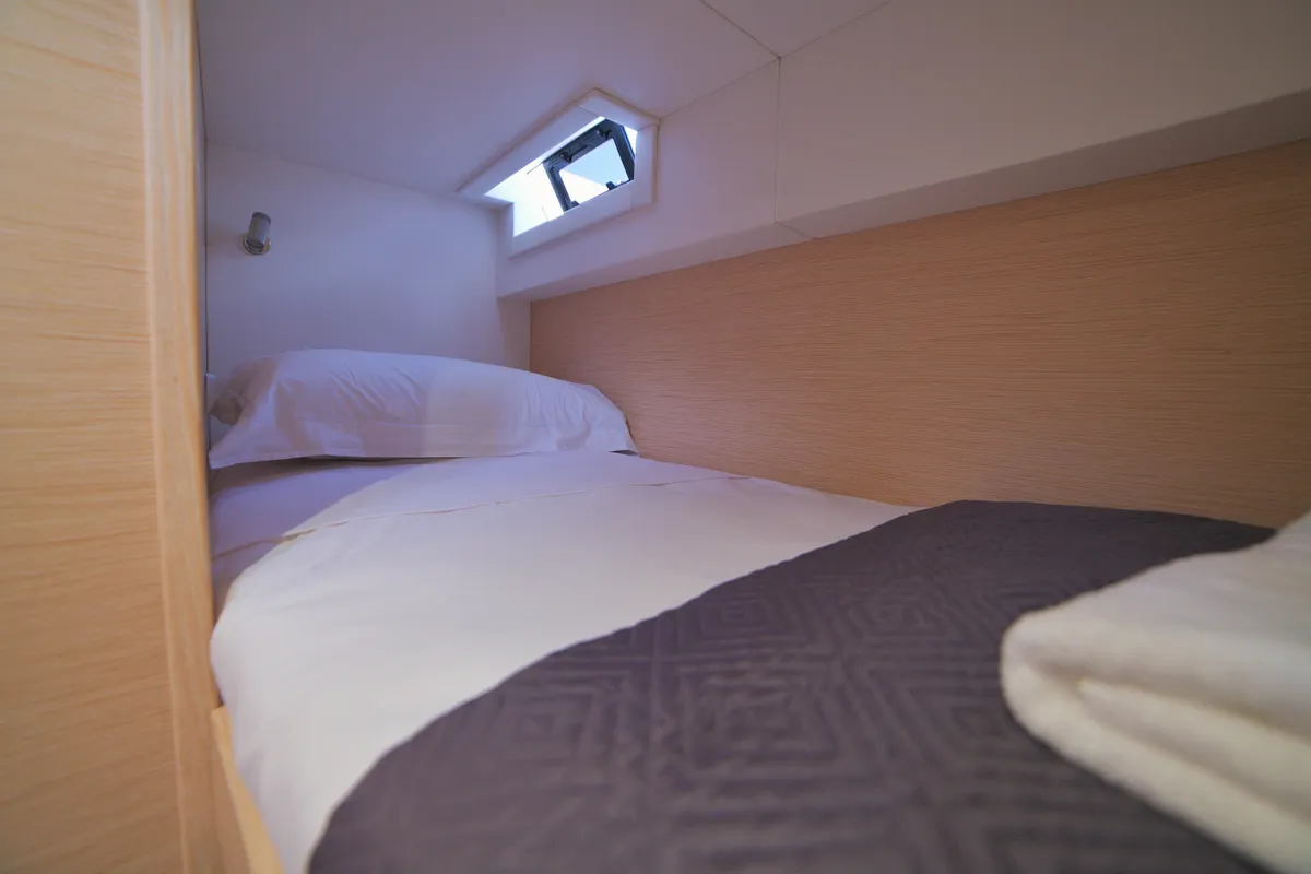 Cabin on Futura, a Dufour Catamaran 48 catamaran at Cecina, Italy