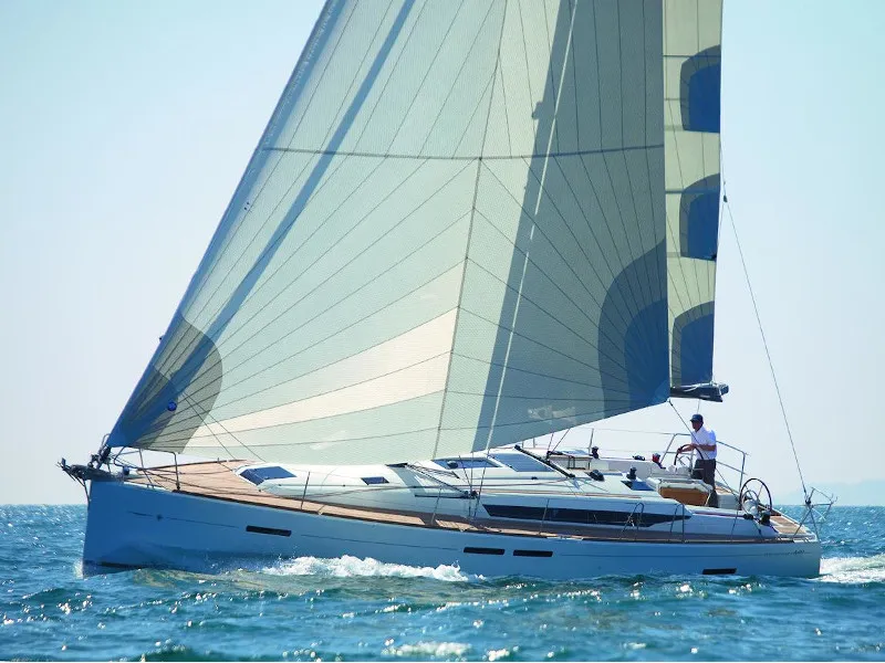 Exterior view of AF-SO449, a Jeanneau Sun Odyssey 449 sailboat at Athens, Greece