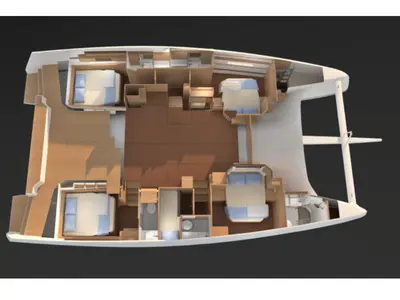 Floor plan of Jupiter, a Dufour Catamaran 48 catamaran at Cagliari, Italy