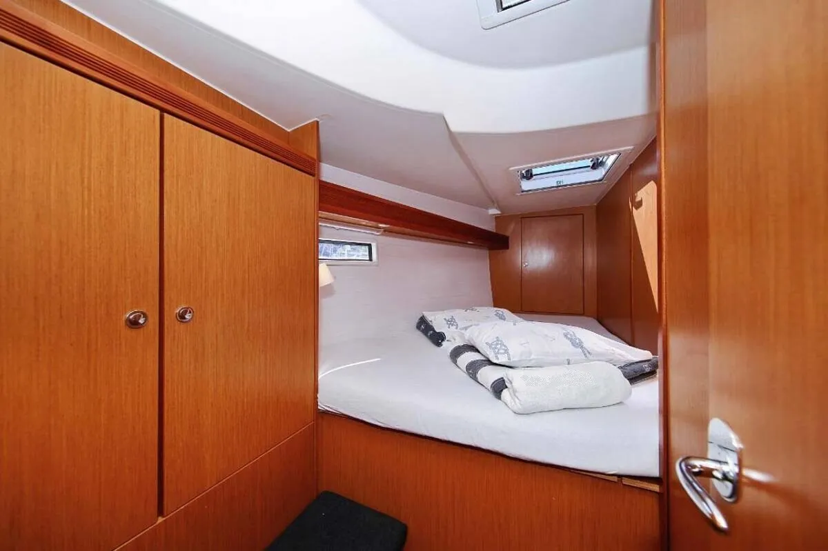 Cabin on Kalimera, a Bavaria Cruiser 45 sailboat at Palma de Mallorca, Spain