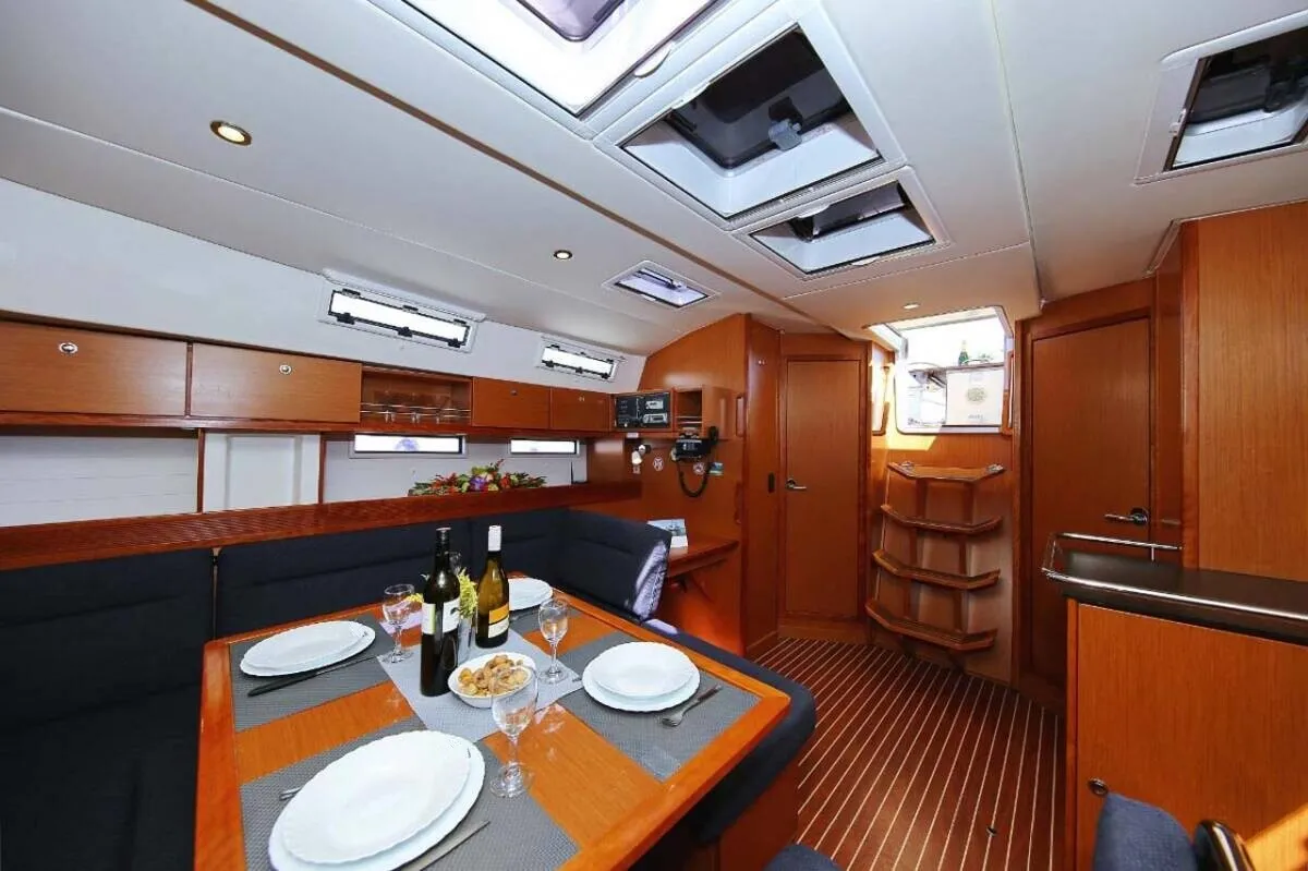 Salon of Kalimera, a Bavaria Cruiser 45 sailboat at Palma de Mallorca, Spain