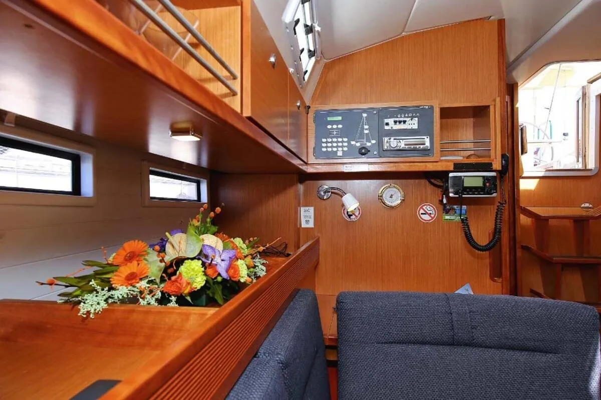 Salon of Kalimera, a Bavaria Cruiser 45 sailboat at Palma de Mallorca, Spain