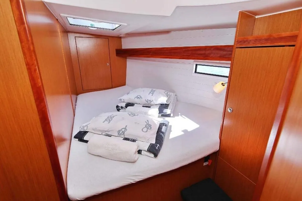 Cabin on Kalimera, a Bavaria Cruiser 45 sailboat at Palma de Mallorca, Spain
