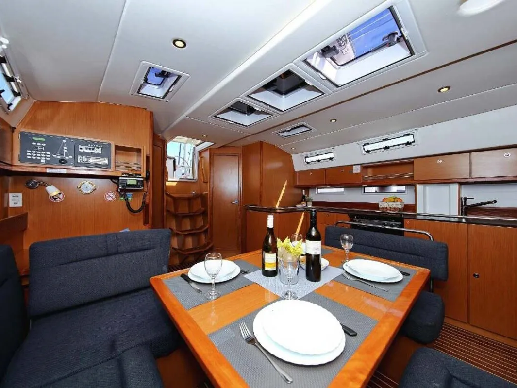 Salon of Kalimera, a Bavaria Cruiser 45 sailboat at Palma de Mallorca, Spain