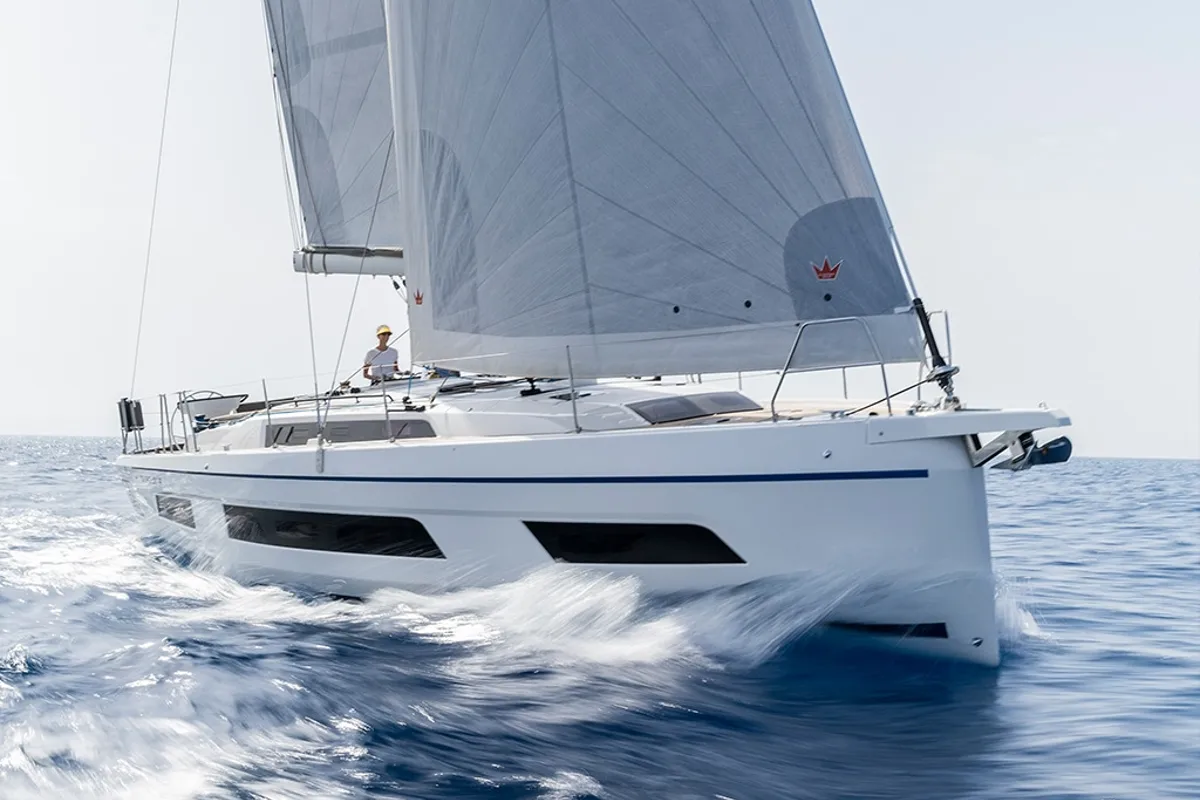 Exterior view of Donamar, a Dufour 41 sailboat at es Jonquet, Spain