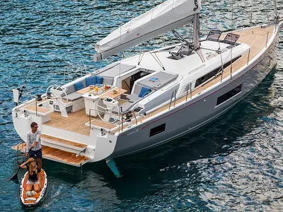 Eaux de Vie, a Beneteau Oceanis 46.1 sailboat at Athens, Greece