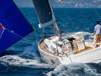 Eaux de Vie, a Beneteau Oceanis 46.1 sailboat at Athens, Greece