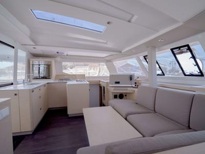 Salon of Inoe, a Fountaine Pajot Astréa 42 catamaran at Municipal Unit of Lefkada, Greece