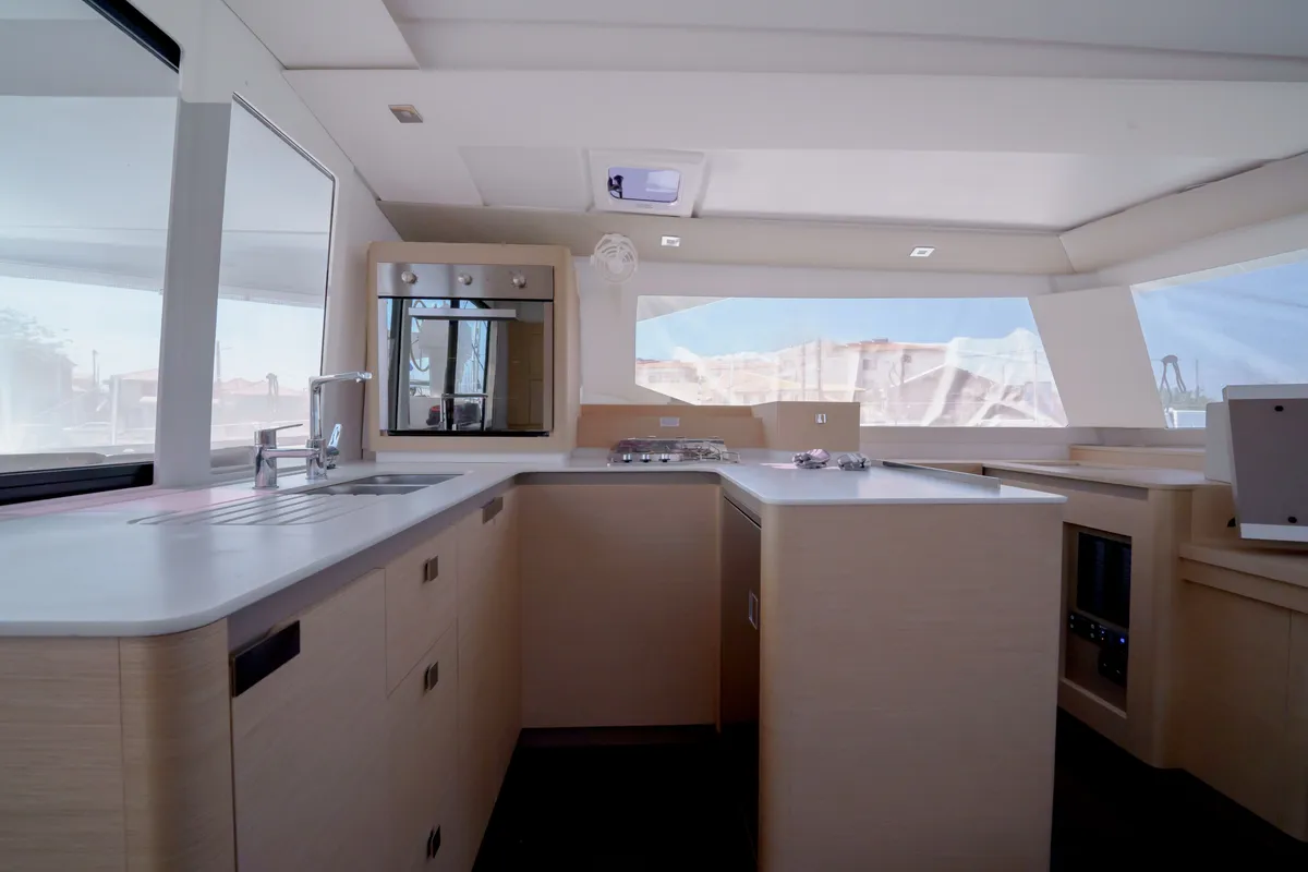 Galley of Inoe, a Fountaine Pajot Astréa 42 catamaran at Municipal Unit of Lefkada, Greece