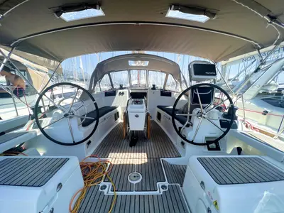 Cockpit of Lady Linda, a Jeanneau Sun Odyssey 439 sailboat at Baška Voda, Croatia