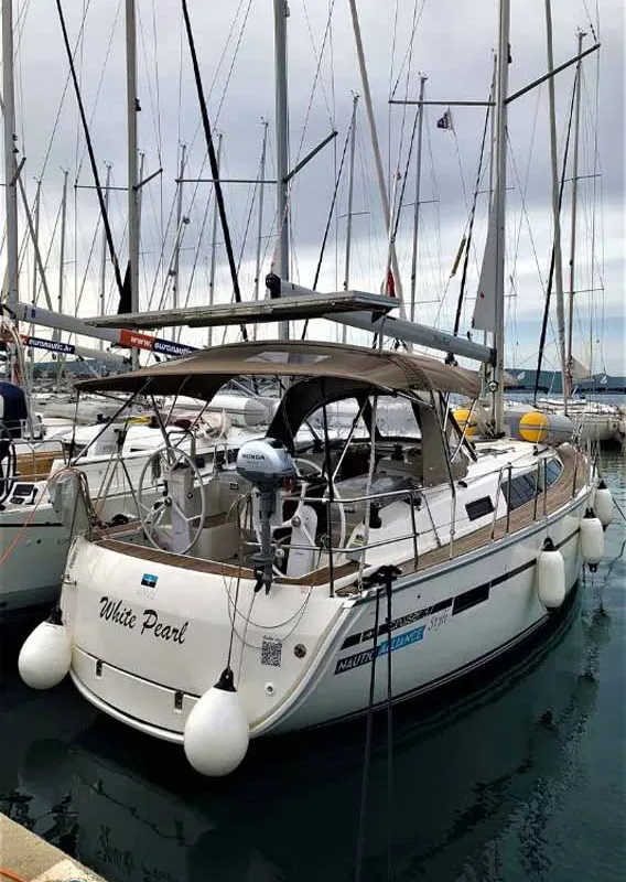 Exterior view of White Pearl , a Bavaria Cruiser 37 sailboat at Grad Biograd na Moru, Croatia