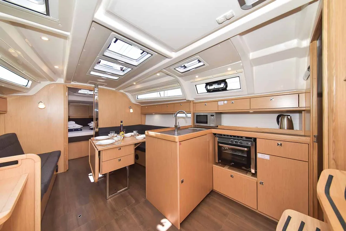 Galley of White Pearl , a Bavaria Cruiser 37 sailboat at Grad Biograd na Moru, Croatia