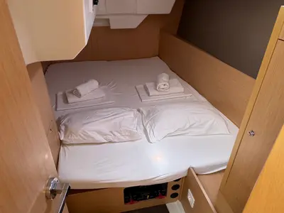 Cabin on Felina, a Beneteau Oceanis 38 sailboat at Sukošan, Croatia