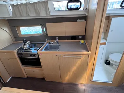 Galley of Felina, a Beneteau Oceanis 38 sailboat at Sukošan, Croatia