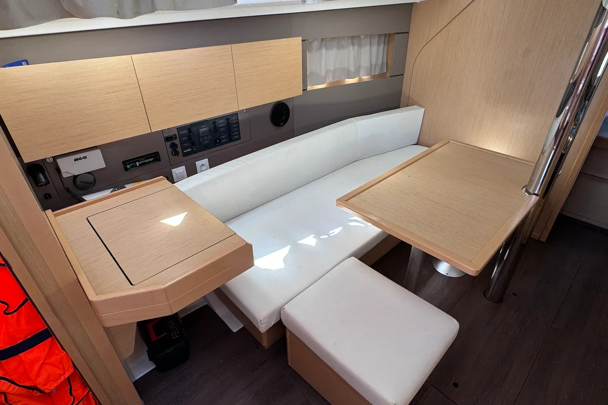Salon of Felina, a Beneteau Oceanis 38 sailboat at Sukošan, Croatia