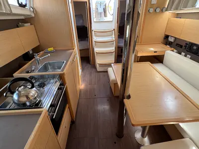 Salon of Felina, a Beneteau Oceanis 38 sailboat at Sukošan, Croatia