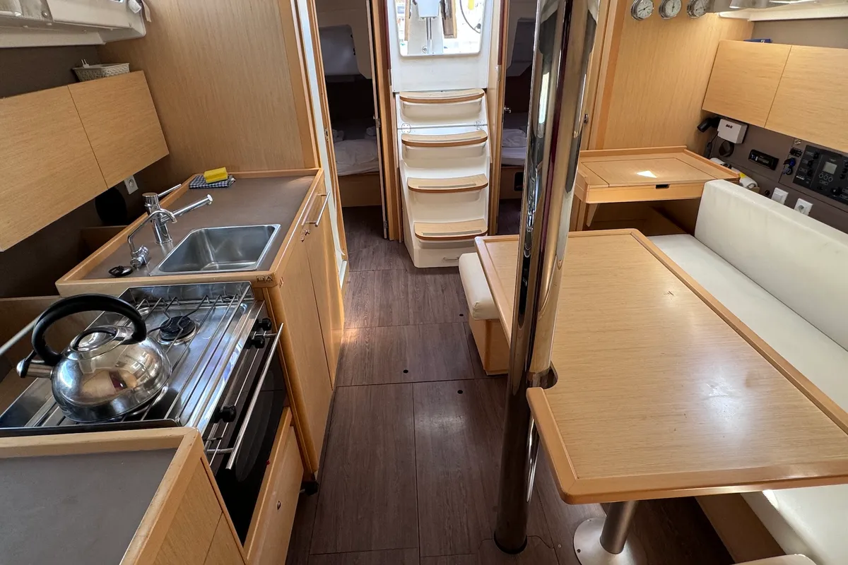 Salon of Felina, a Beneteau Oceanis 38 sailboat at Sukošan, Croatia