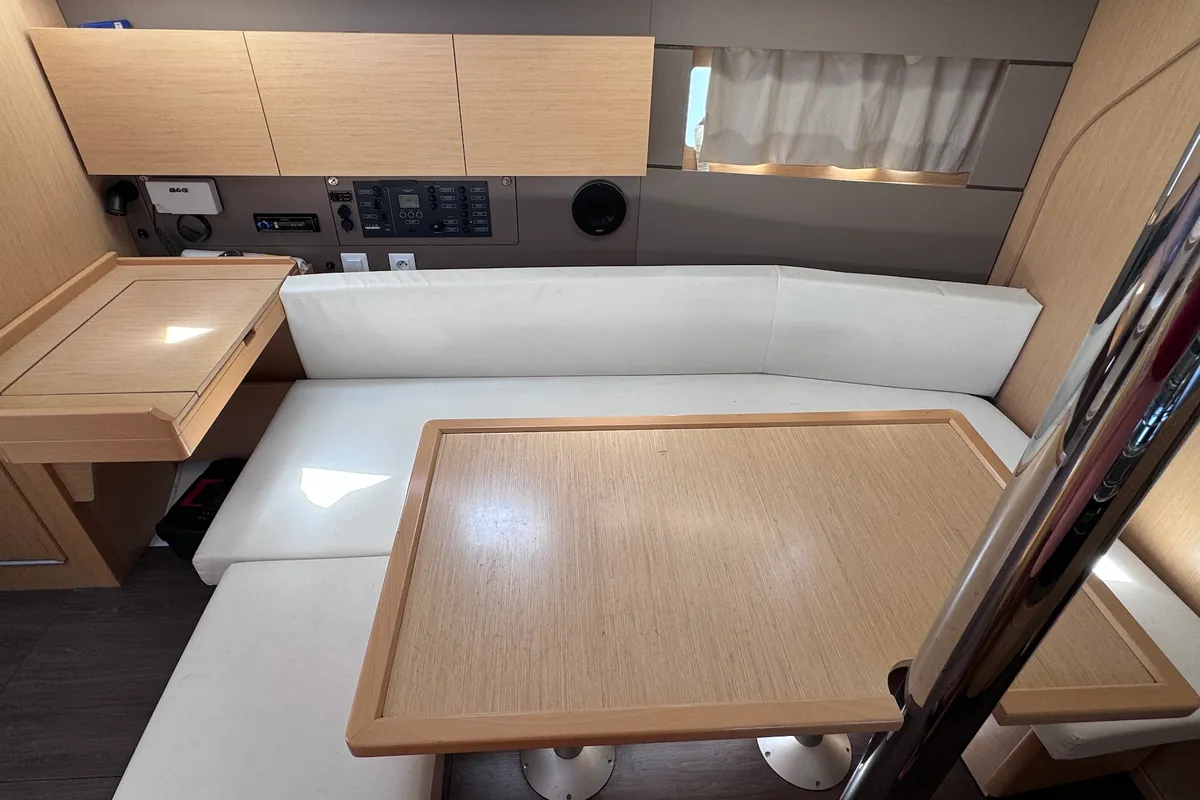 Salon of Felina, a Beneteau Oceanis 38 sailboat at Sukošan, Croatia