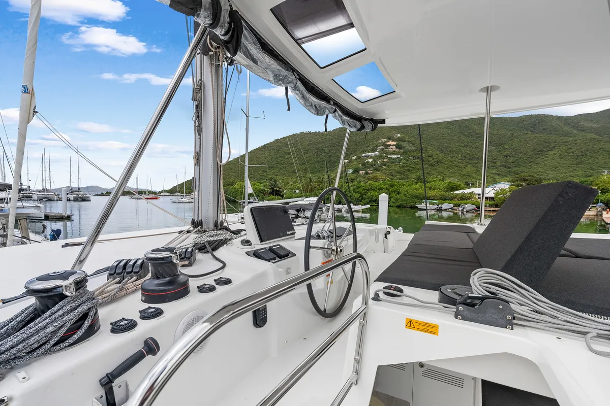 Deck of Southern Isle, a Lagoon 46 catamaran at Road Town, British Virgin Islands