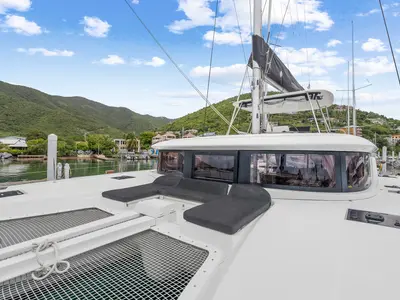 Deck of Southern Isle, a Lagoon 46 catamaran at Road Town, British Virgin Islands